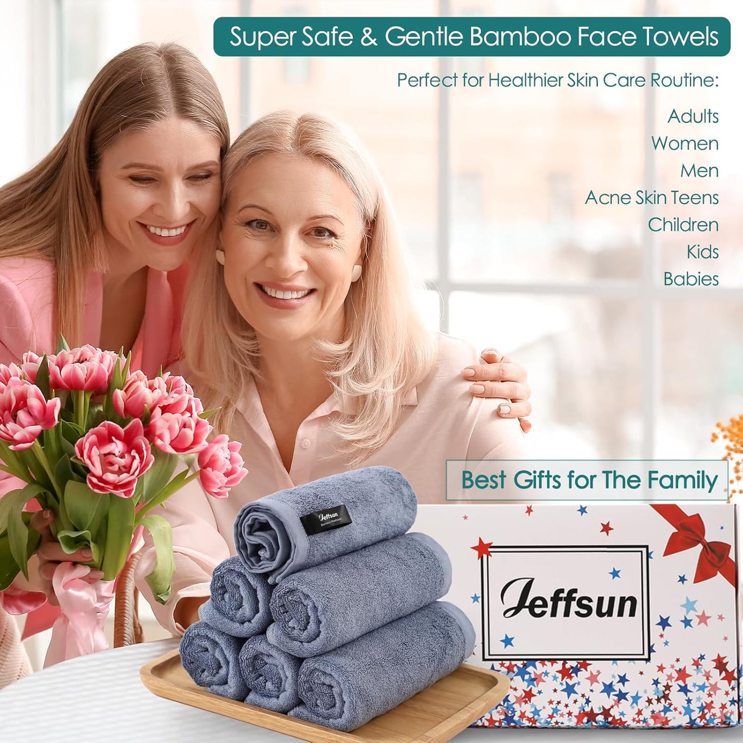 Wash Cloths 12 Pack, Reusable Makeup Remover Towel, Super Soft and Gentle Face Towel for Sensitive Skin, 10x10 inch Small Face Washcloths, Easy to Clean Lint Free Slate Blue Facial Cleansing Cloths