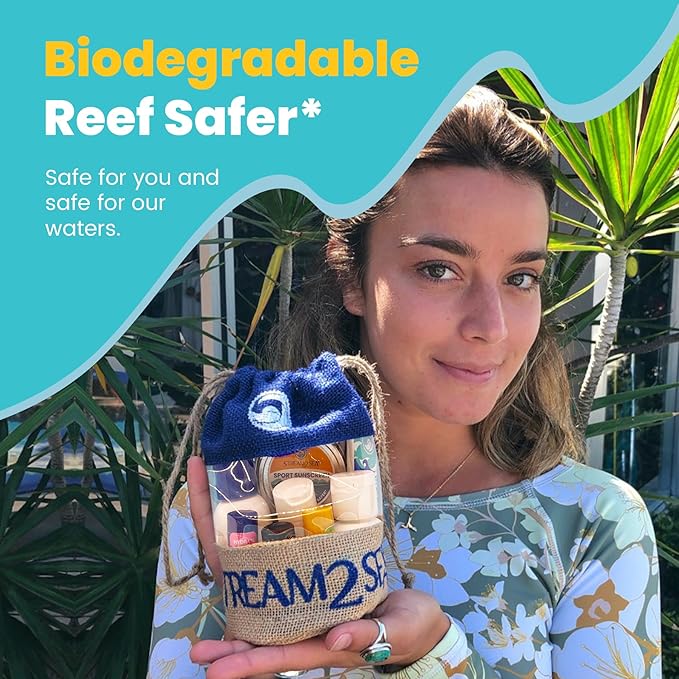 EcoConscious Travel Kit Body & Hair Care Gift Set | Shampoo & Body wash | Conditioner | SPF30, SPF20 and Mineral Sunscreen | SPF 30 Cucumber Mint and Hydrate Cherry Vanilla Lip Balm by Stream2Sea