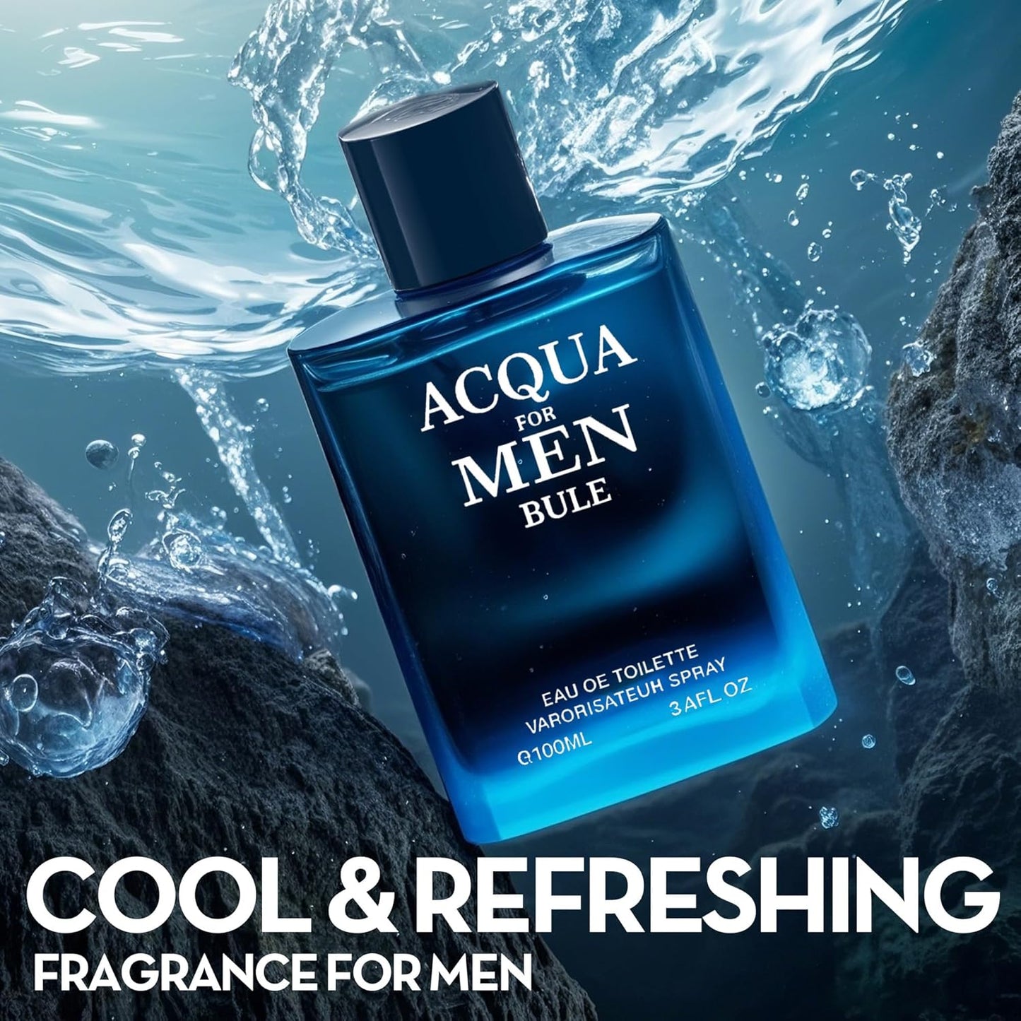 Acqua for Blue Cologne for Men 3.4Fl Oz Eau De Toilette Spray Long-Lasting Men Cologne Notes of Mandarin, Lavender, Cedarwood Fragrance for Work Days Use