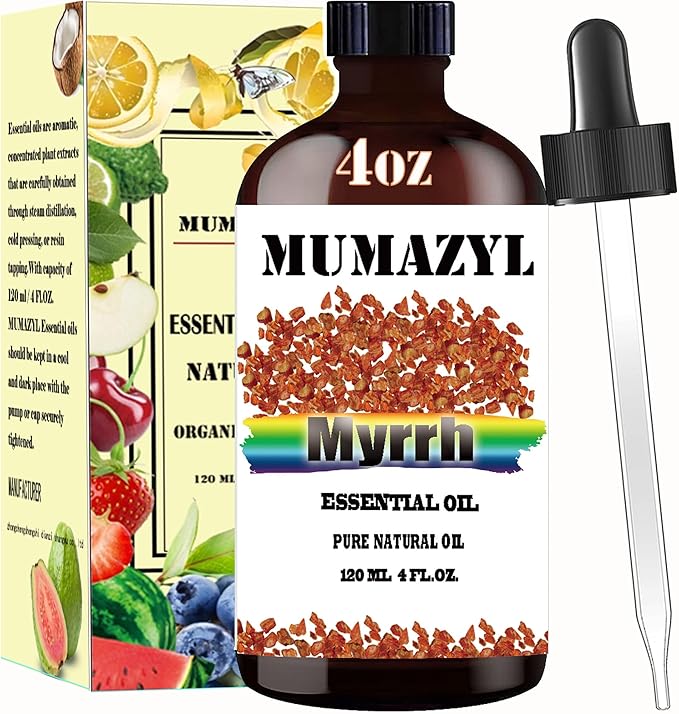 Myrrh Essential Oil, Myrrh Oil 4 Fl Oz 120ML for Diffuser Humidifier Yoga Cleaning DIY Candle Soap Making Essential Oils