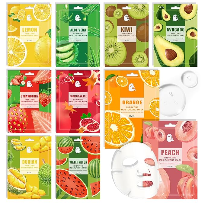 Face Sheet Mask,10PCS Moisturizing Clean Facial Paper Sheet Masks for All Skin Types,Hydrating Beauty Sheet Mask Set for Women Men