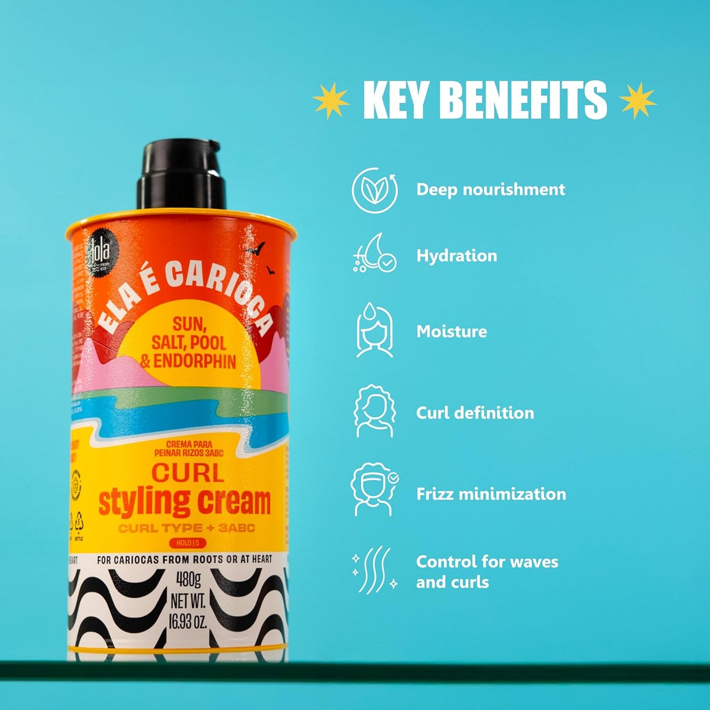 Lola From Rio - Ela E Carioca - 3ABC Curl-Defining Cream, Boost hydration, Minimize Frizz, Provide Soft, Flexible Control for 3ABC Curl Type 17.64 Fl Oz