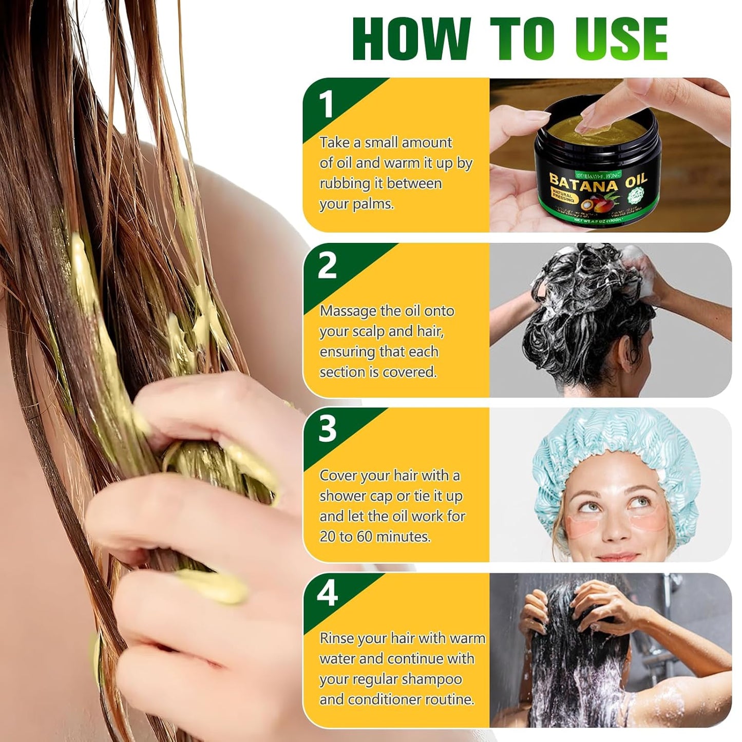 WHLH & WELL-BEING Batana Oil for Hair Growth, Natural Pure Unrefined Batana Oil, Prevent Hair Loss for Men & Women 4.2 OZ 1Pack