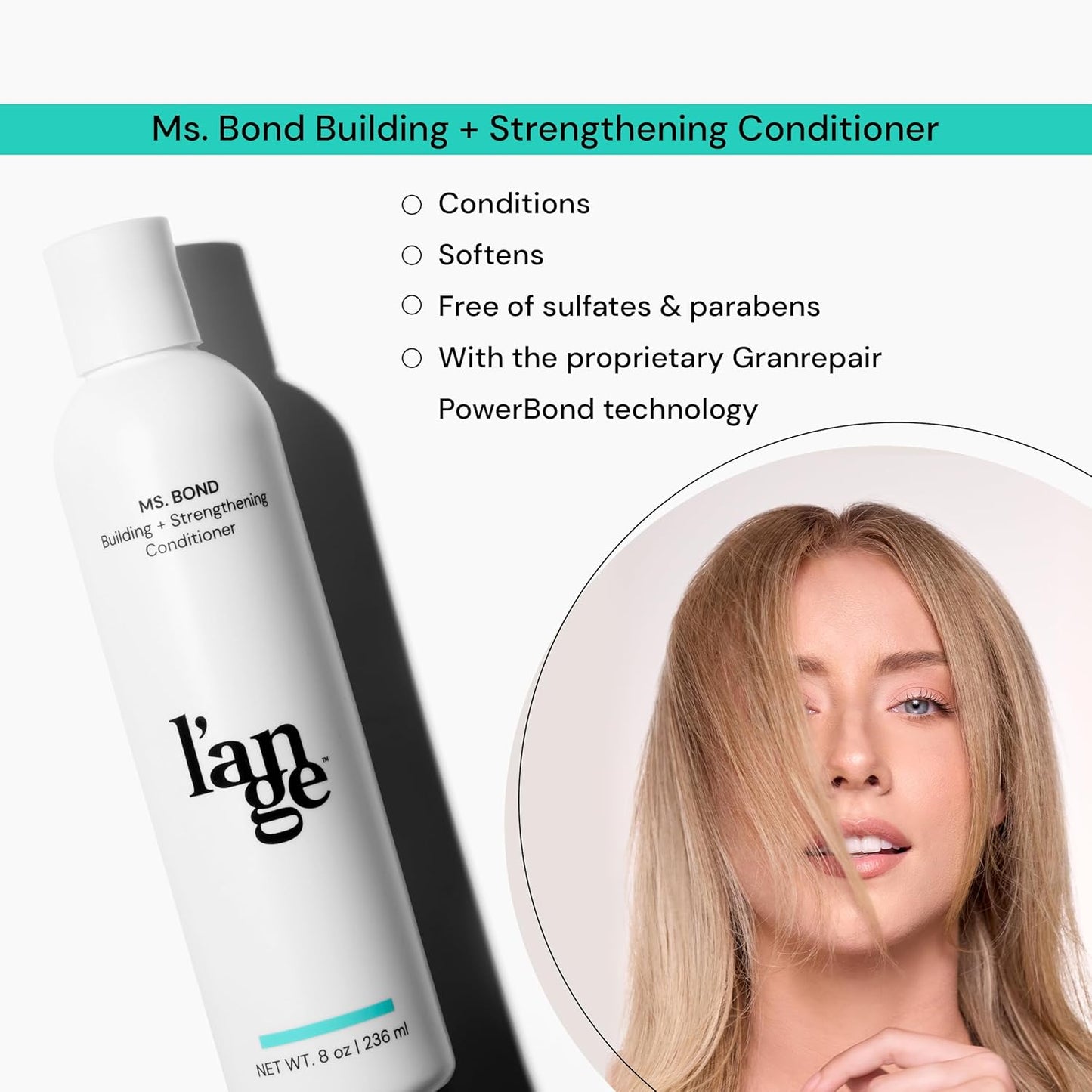 L'ANGE HAIR Ms. Bond Building + Strengthening Conditioner| Restores Hair Bonds | Intensive Treatment for Breakage Recovery | Hair Mask for Smooth Finish | Moisturizing Formula | 8 fl oz Bottle