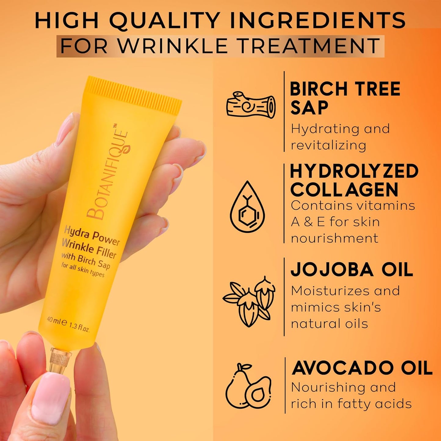 Deep Wrinkle Filler for Face – Collagen-Infused Cream with Birch Tree Sap, Jojoba & Avocado – Targets Fine Lines & Wrinkles – Suitable for All Skin Types – 1.3 fl oz