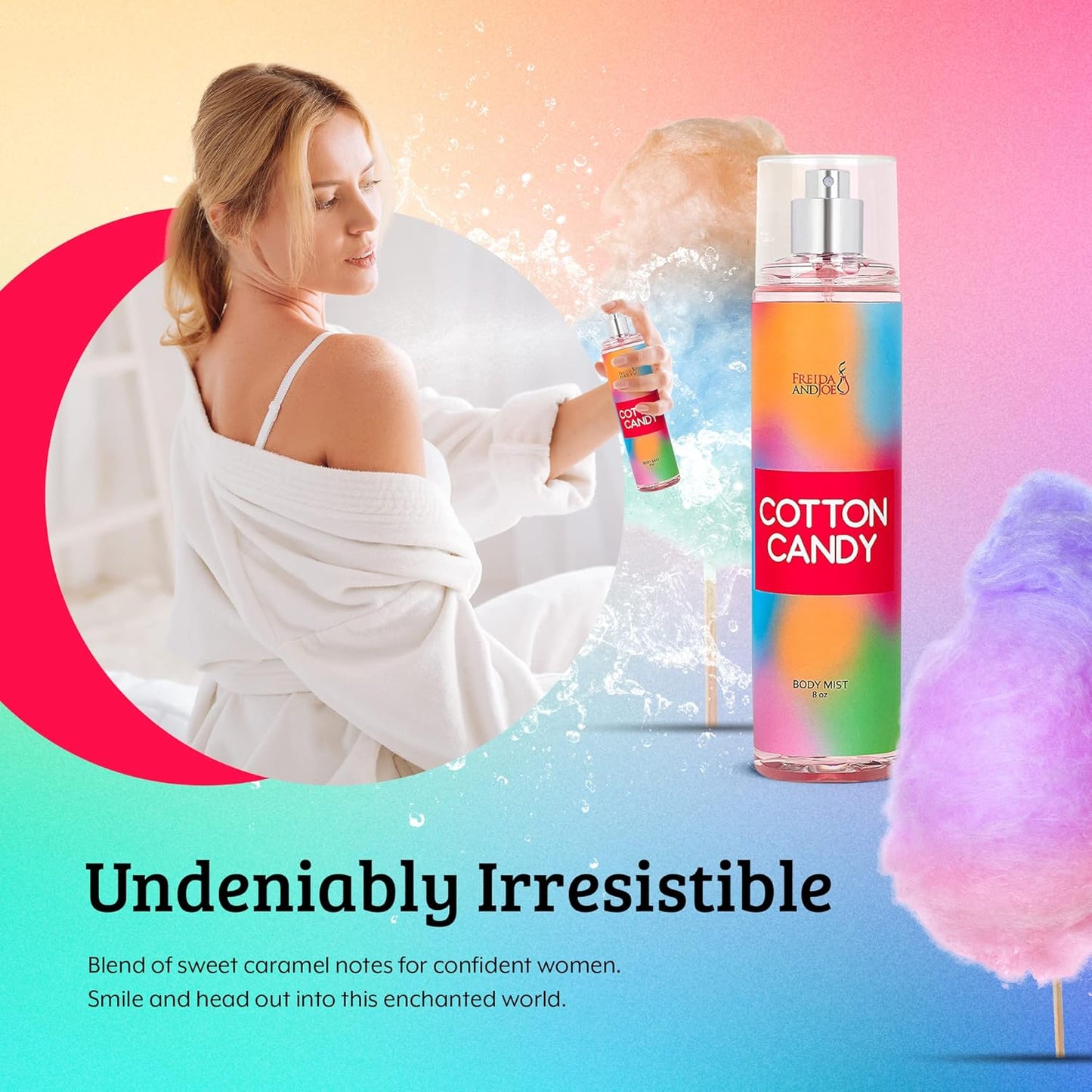 Cotton Candy Body Mist Spray 8 oz Fine Fragrance, Gift for Her Sweet and Playful Scent
