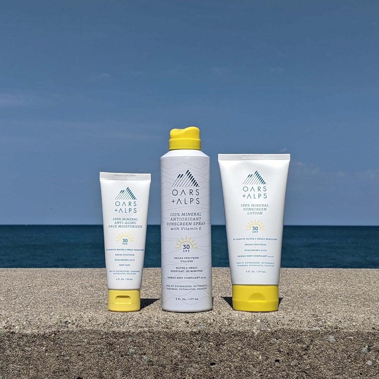 Oars + Alps Sunscreen Spray for Face & Body, SPF 30 Spray Sunscreen Infused with Vitamin E & Antioxidants, Water & Sweat Resistant, All Skin Types, Lightweight, Hydrating, 6oz, 2pk