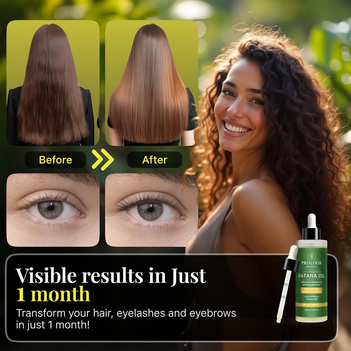 Batana Oil with Organic Rosemary & Biotin – Hair, Eyebrow & Eyelash Growth Serum – Nourishing Oil for Thicker, Fuller-Looking Hair, Brows & Lashes – Strengthens Roots & Conditions Dry Ends