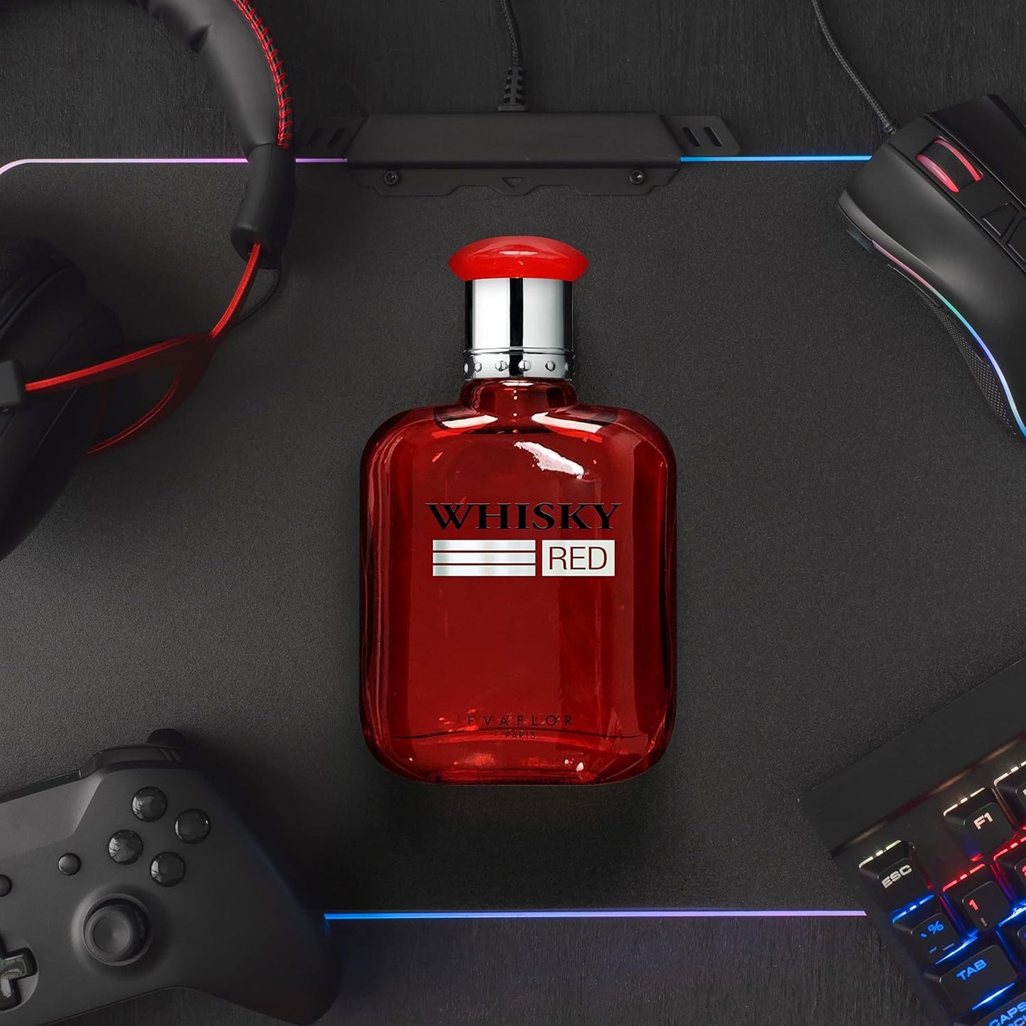 WHISKY RED Eau De Toilette For Men – Passionate And Powerful Scent With Bergamot, Lavender And Vetiver – For The Ambitious And Balanced Man – Made In France By EVAFLORPARIS – 3.4 Fl Oz