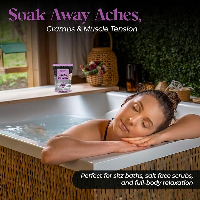 Aromasong RAW Dead Sea Salt with 100% Natural Lavender, 2.43 Lb, Not Cleaned, Still Contains All Dead Sea Minerals Including Dead Sea Mud, Fine Medium Grain Resealable Bulk Pack. (Packaging May Vary)