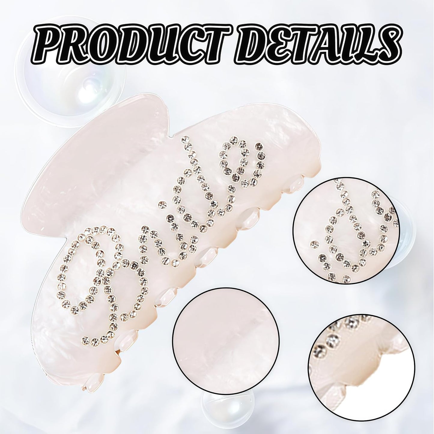 2Pcs Bride Claw Hair Clip, Bride White Acrylic Hair Clips with Rhinestone Logo, Bachelorette Party Wedding Birthday Banana Barrettes Hair Decorations for Girl, Trendy Bridal Claws