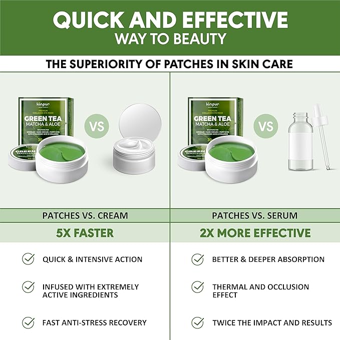 Eye Masks for Dark Circles and Puffiness – Hydrating Eye Patches with Collagen Hyaluronic Acid Green Tea & Aloe - Under Eye Treatment for Women and Men 30 Pairs