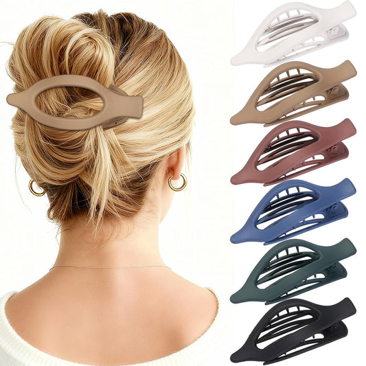 Flat Hair Clips for Women - 6 PCS French Flat Claw Clips Medium Hair Clips for Girls Large Hair Claw Clips for Thick or Thin Hair Strong Hold No Slip Hair Accessories for women (Dark Colorful)