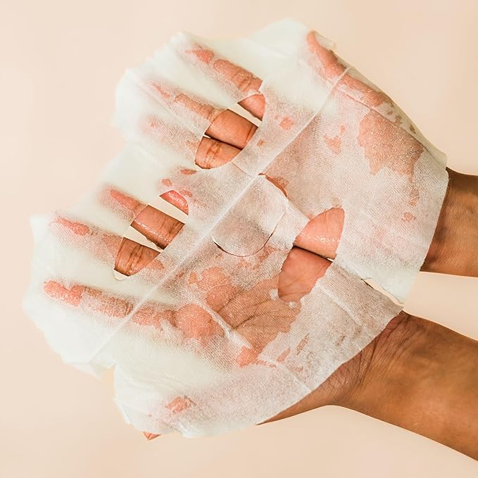 Collagen+ Facial Sheet Mask 5p, 100% Cotton, Hydrolysed Collagen, Hyalurnonic Acid, Vitamin C, Nourishes and Moisturizes Skin, Alcohol Free