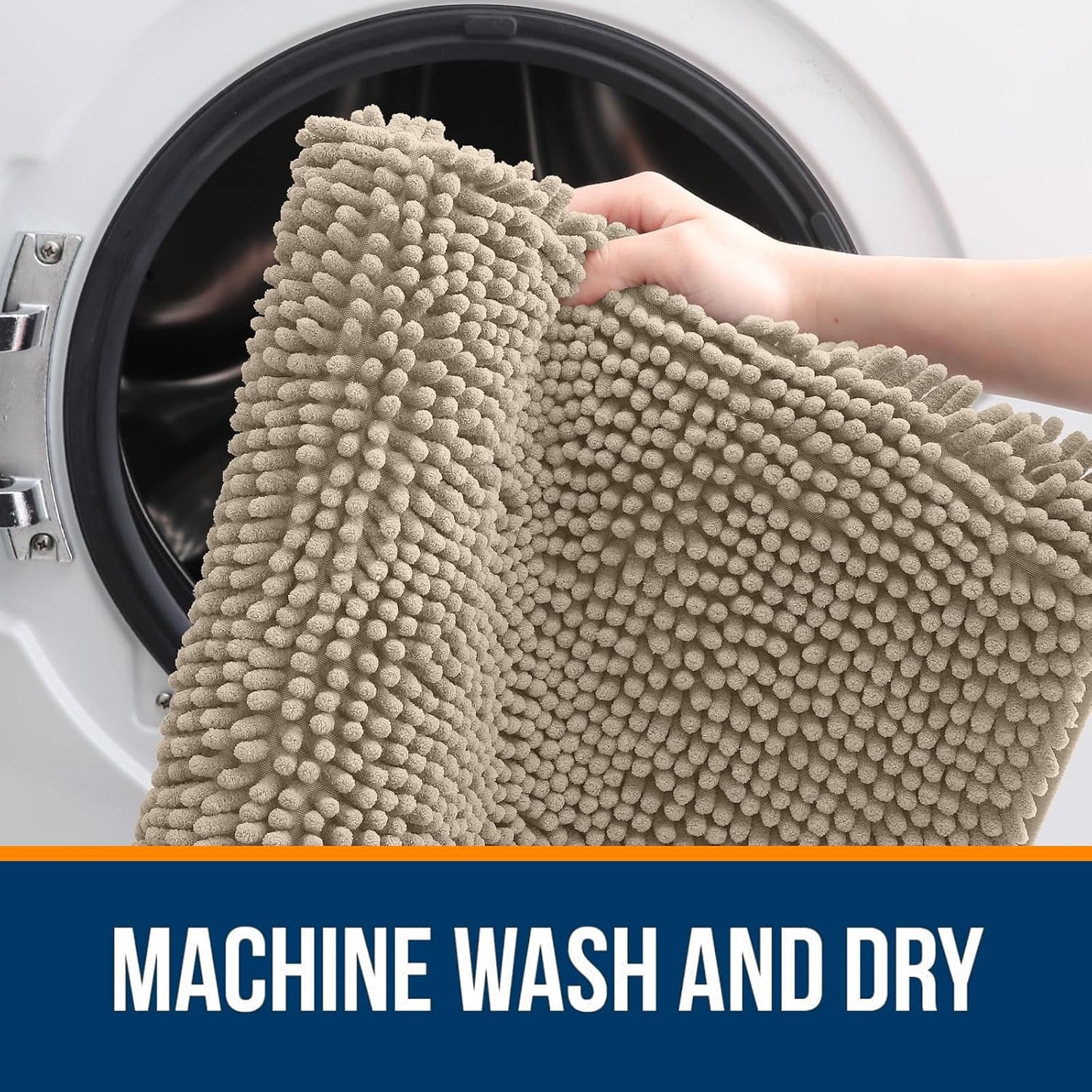 OLANLY Bathroom Rugs 36x24, Extra Soft Absorbent Chenille Bath Rugs, Rubber Backing Quick Dry, Machine Washable Bath Mats for Bathroom Floor, Tub and Shower, Home Decor Accessories, Warm Taupe