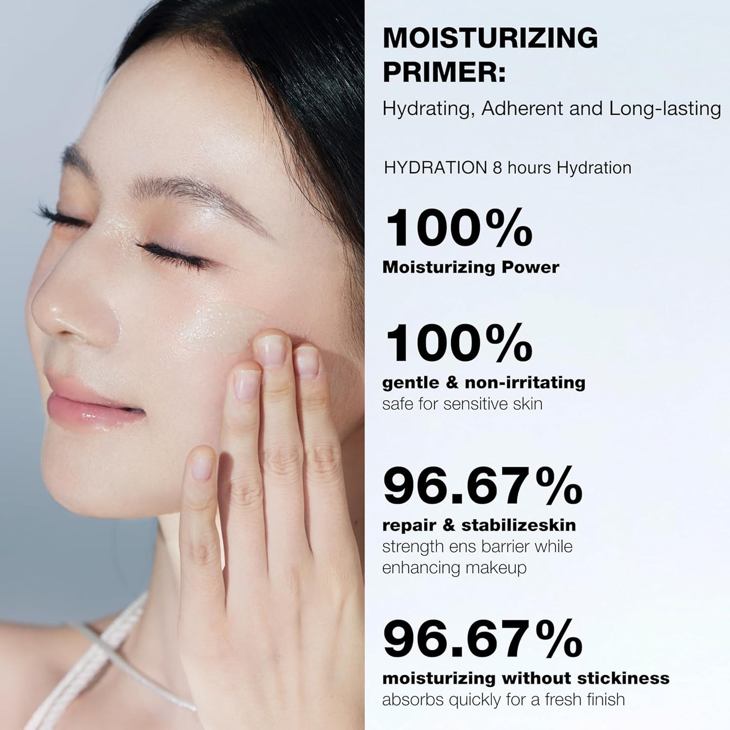 Face Primer, Hydrating Gel Makeup Base for Smooth Skin, Long-Lasting Dewy Finish, 8-Hour Moisture, 2.11 Fl Oz Total (1.01 Fl Oz + 1.1 Fl Oz Refill)