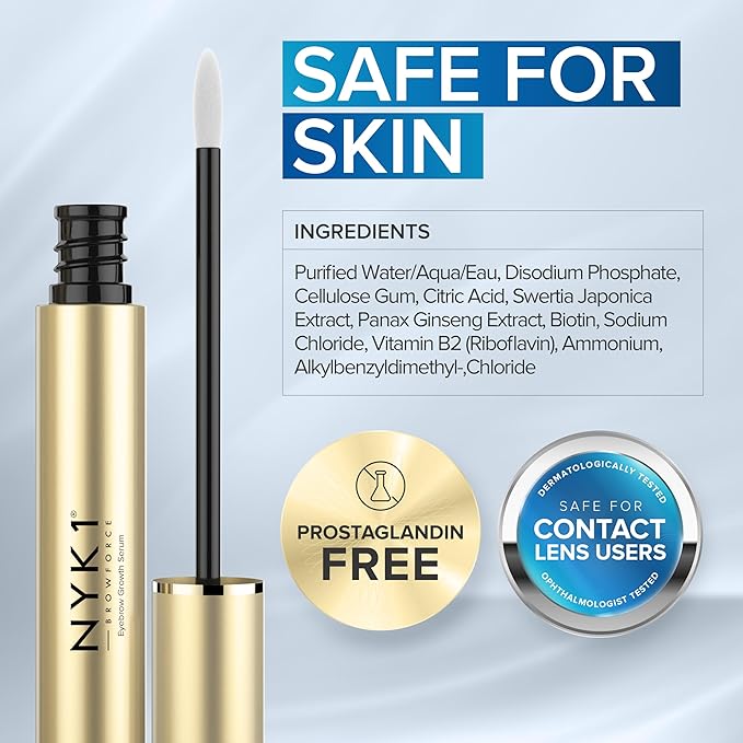 NYK1 CONCENTRATED Eyebrow Growth Serum For Thicker Brows (XL - 8ml) BrowForce Eyebrow Serum To Grow Brows Fuller Thicker Natural Eye Brow - Advanced Brow Growth Serums Formula For Eyebrows Regrowth