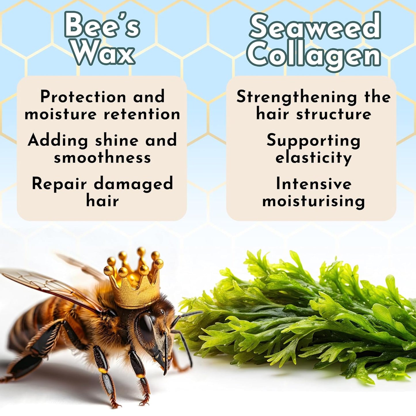 HAIR MASK FOR DAMAGED HAIR TREATMENT Japanese BTX - 8.8 oz Collagen & Keratin Treatment with Beeswax & Seaweed, Intense Hydration, Anti-Frizz,Formaldehyde-Free,Protein Coating for Dry and Damaged Hair