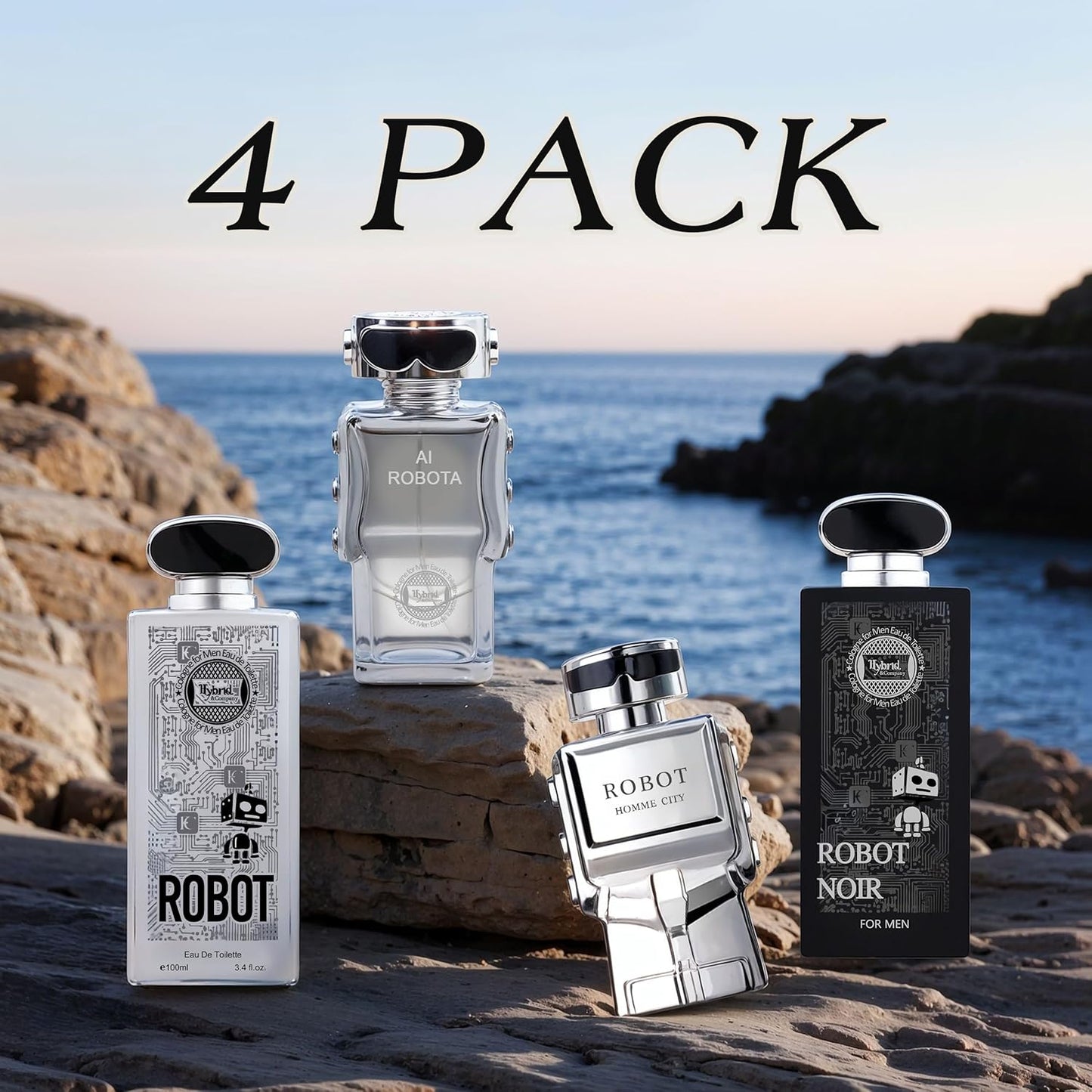 Hybrid & Company Mens 4 Pcs Robot Ai For Men Homme City Eau De Perfum Vaporisateur Natural Spray