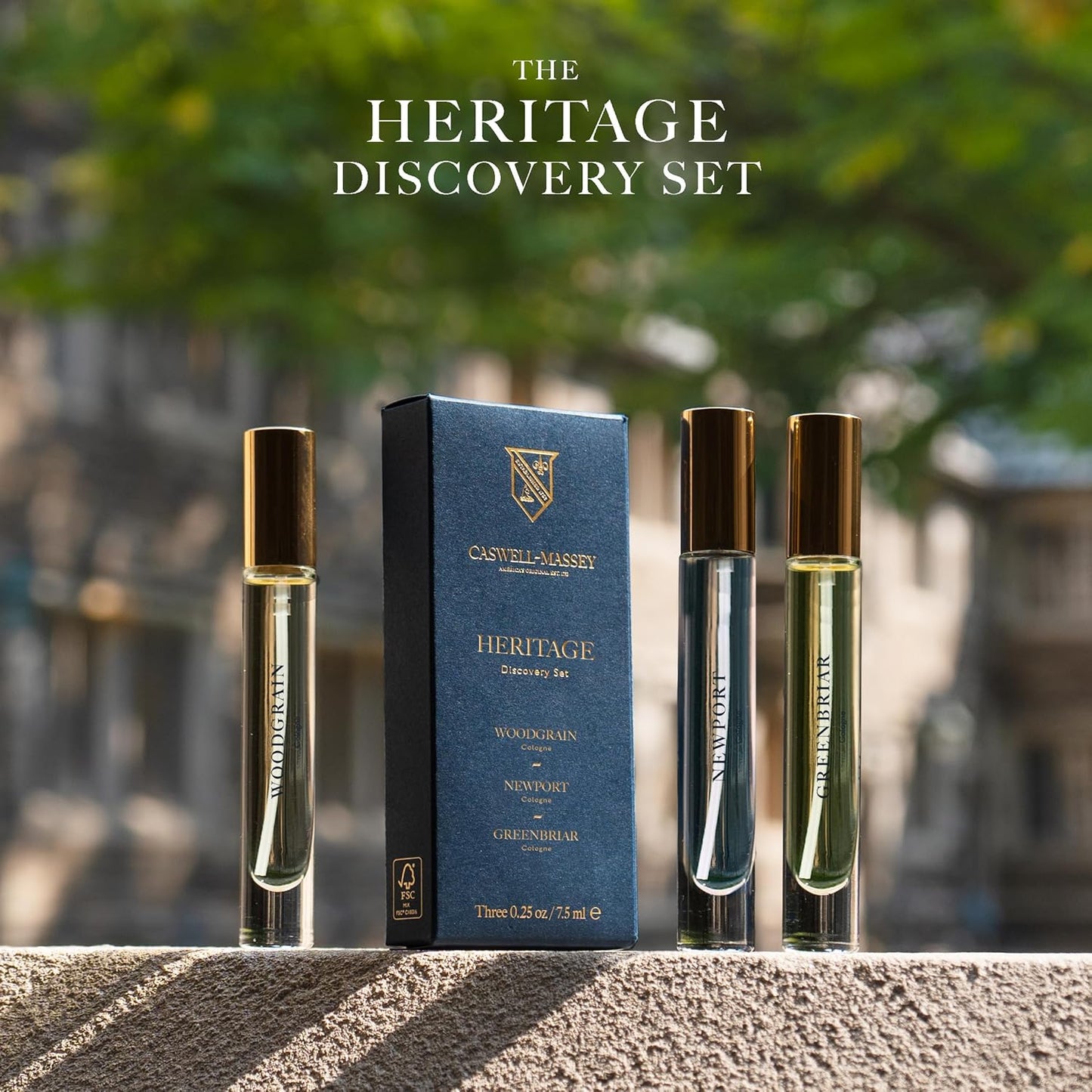 Caswell-Massey Cologne Discovery Set for Men, Travel-Size Cologne Gift Set with Woodgrain, Newport & Greenbriar Scents, Luxury Fragrance Trio, Made in USA, 0.25 Fl Oz Each