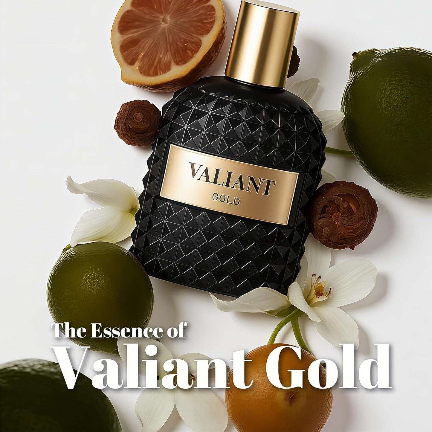 Cologne for Men Valiant Gold 3.4 Fl Oz Eau de Parfume Spray Noted with Floral,Lemon, Rose Essence, Sensual White Musk Fragrance Men's Perfume for Daily Use