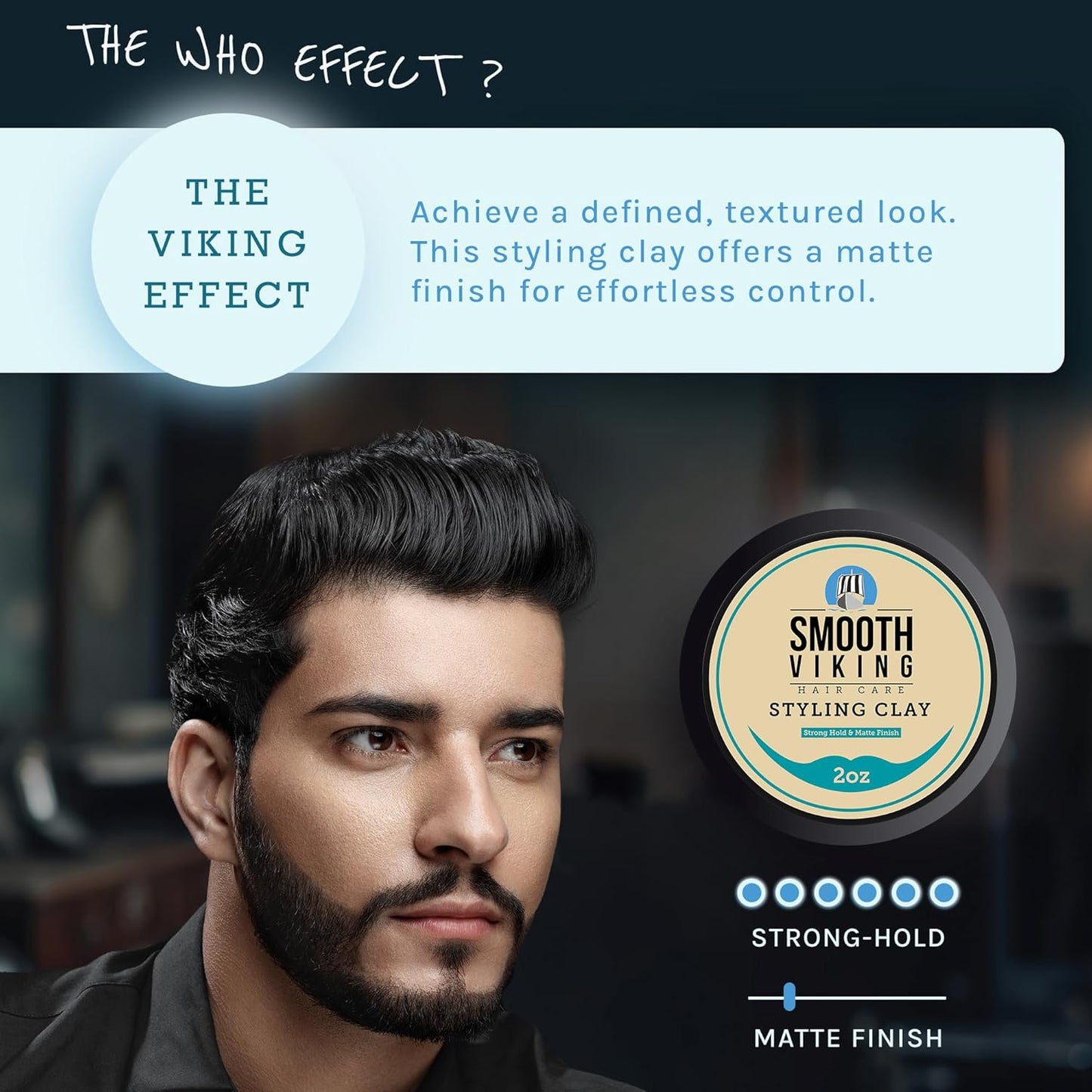 Smooth Viking Hair Clay for Men - Strong Hold Pomade, Hair Paste, Styling Clay With Matte Finish, Made in USA, 2oz