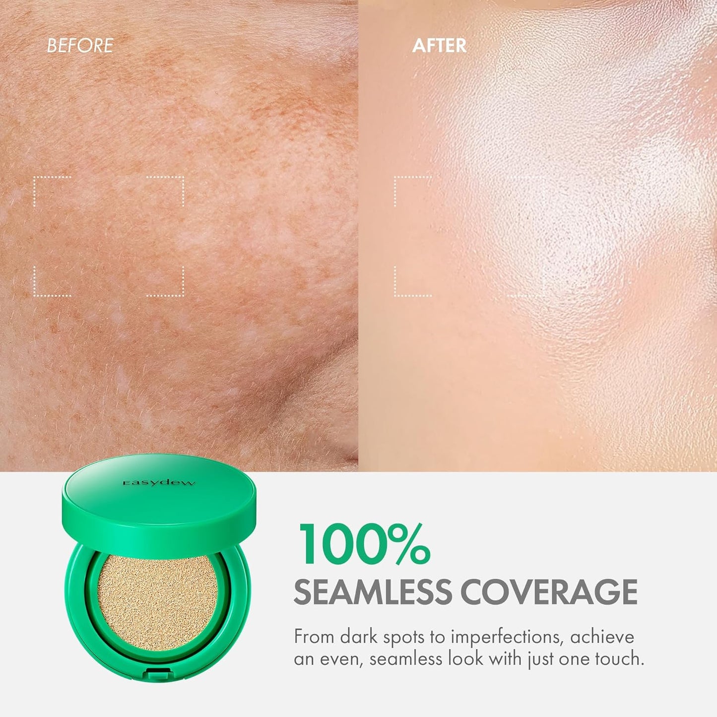 Easydew Mela B Toning Ampoule Cushion - 2-in-1 Korean Skin Care & Face Beauty Makeup - Age-Defying Full Coverage Cushion Foundation with Niacinamide & Hyaluron-Vital C 0.45 oz (#23 Natural)