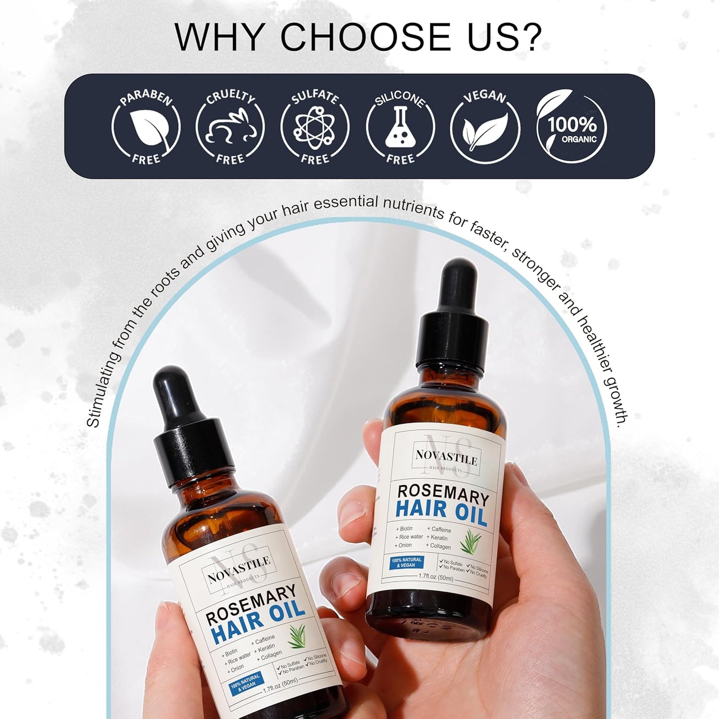 Rosemary Hair Oil – Dry Scalp & Split End Treatment with Biotin & Essential Oils for Strengthening, Nourishing, Moisturizing & Supporting Longer, Healthier Hair