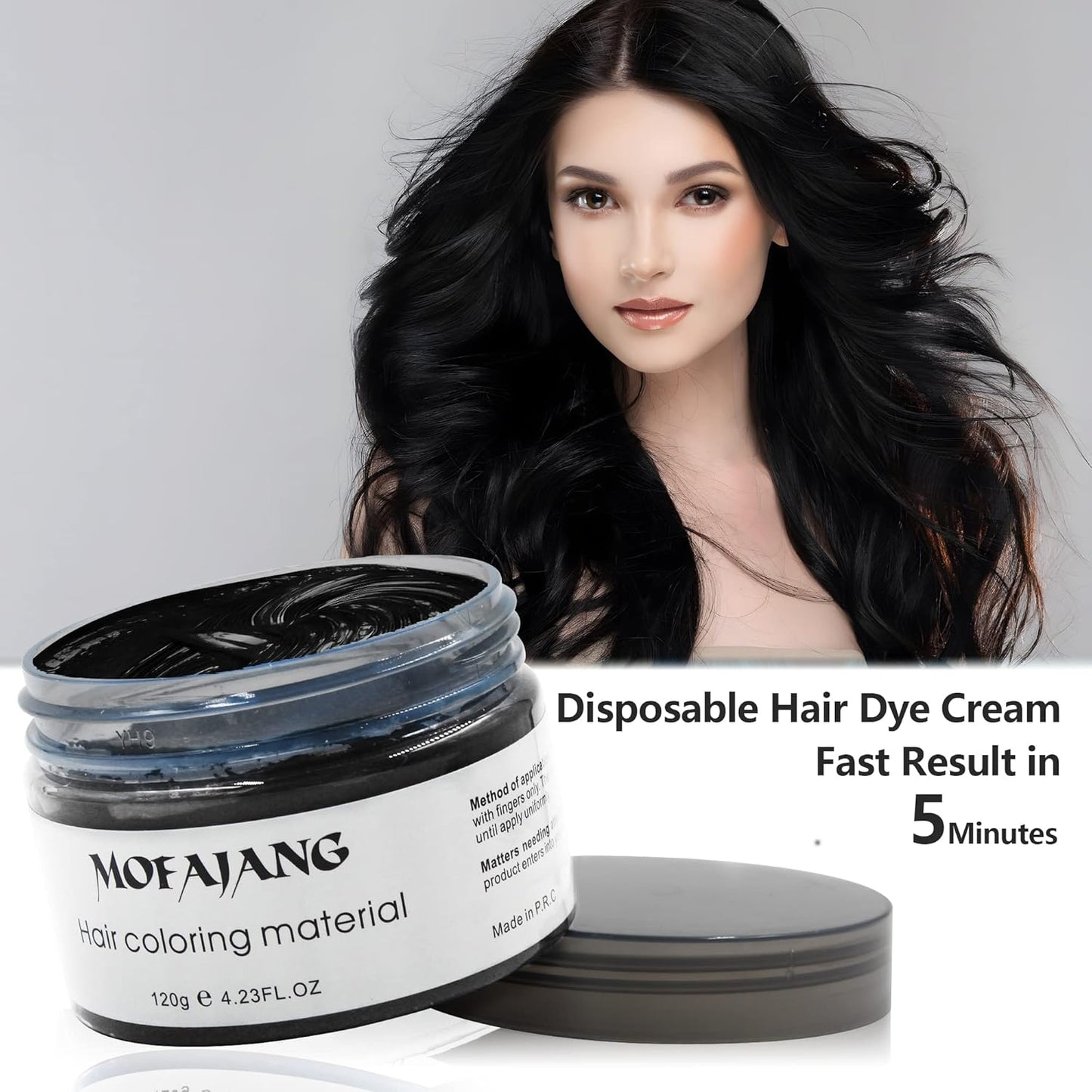 VOLLUCK Temporary Hair Clay Pomades 4.23 oz, Natural Hair Dye Material Disposable Hair Styling Clay Ash for Cosplay. Halloween, Party (Jet Black, 4.23 Ounce (Pack of 1)