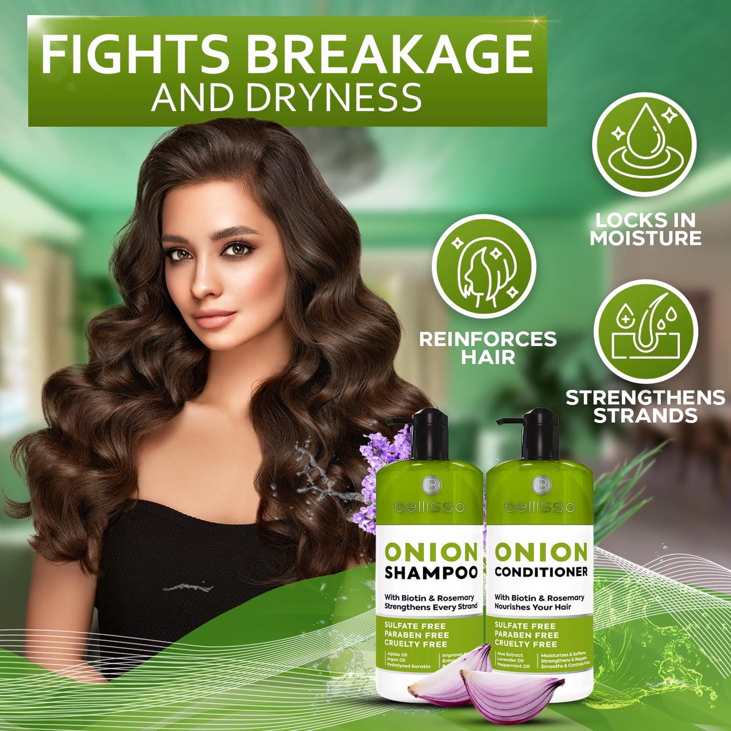 Onion Shampoo and Conditioner Set - With Rosemary and Biotin - Thickening Products for Women and Men - Volumizing Salon Grade Formula for Thinning Hair Care - Hydrating, Moisturizing and Sulfate Free