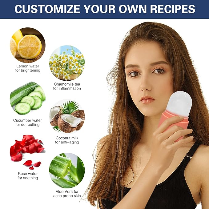 Ice Face Roller, Ice Roller for Face and Eye,Puffiness Relief,Face Roller Skin Care,Naturally Tone and Tighten Skin,Silicone Facial Massage Ice Mold,Reusable Face Massage,Ice Mold for Face Beauty Gift for Women (Pink)