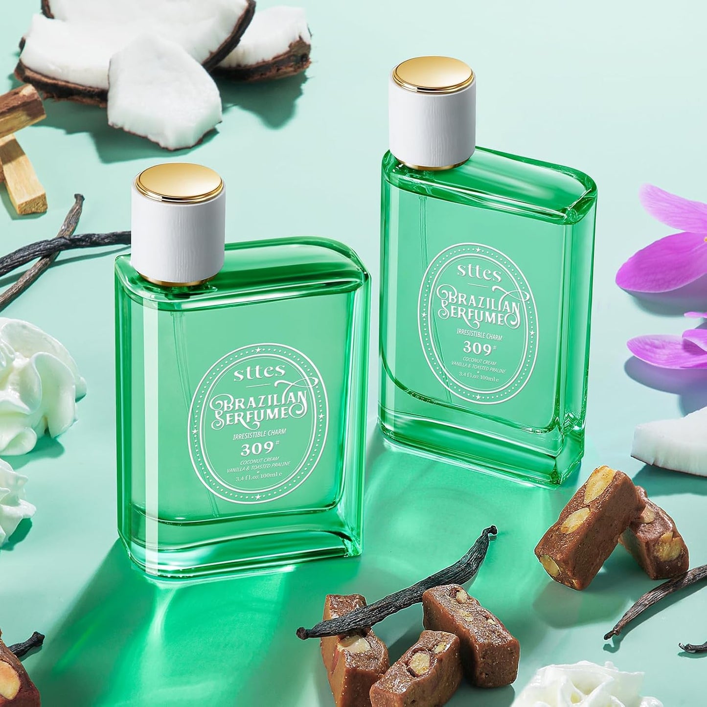 Sttes Perfume 309# (Irresistible Charm) – Eau de Parfum 100ml (3.4 fl oz) – Coconut Cream, Vanilla, Toasted Praline