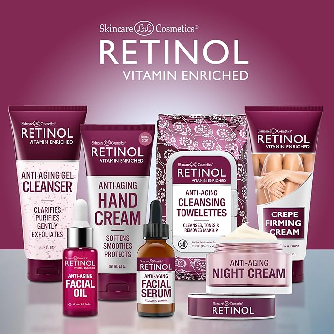 Retinol Night Cream – Works While You Sleep to Restore and Reduce Fine Lines and Wrinkles + Retinol Anti-Aging Cream Cleanser – Daily Deep Cleansing Facial Wash Exfoliates & Moisturizes