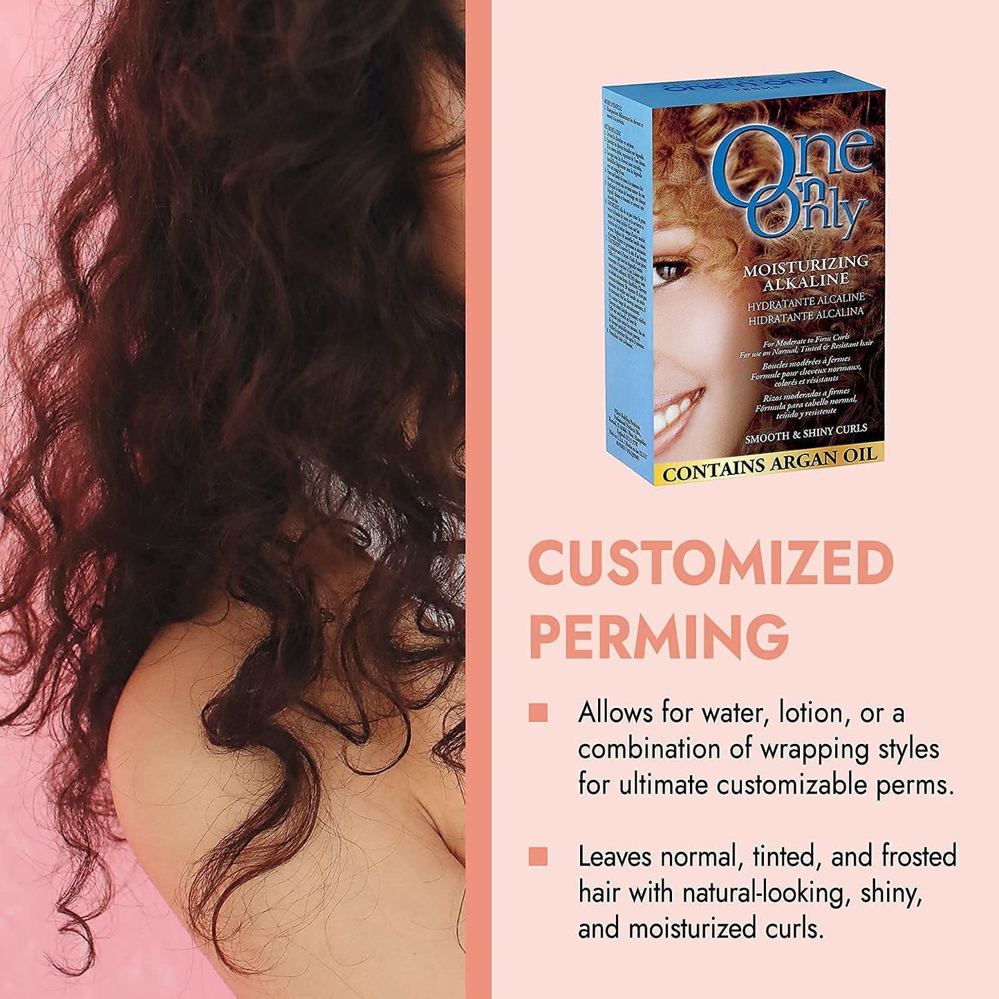 One 'N Only Moisturizing Alkaline Perm with Argan Oil, Moderate to Firm Curls, Fresh Scent, True-to-Rod Size Curls, Leaves Hair Shiny, Moisturized, and Manageable,