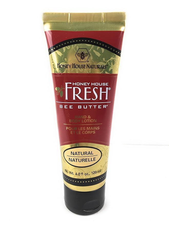 Honey House Naturals Bee Butter Cream – 4 Ounce Tube – All Natural Ultra Moisturizing Bee Butter Enhanced with Royal Jelly and Essential Oils – Made in USA (Natural)