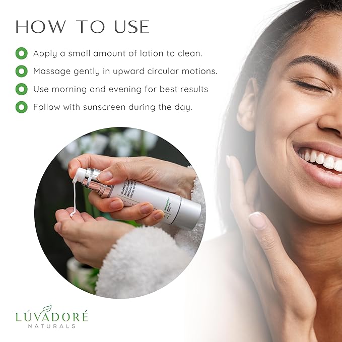 Vitamin C Skin Care Facial Lotion – Antioxidant Cream for Face – Deeply Hydrating Brightening Cream for Dark Spots, Uneven Skin Tone – Anti-Aging and Rejuvenating Formula