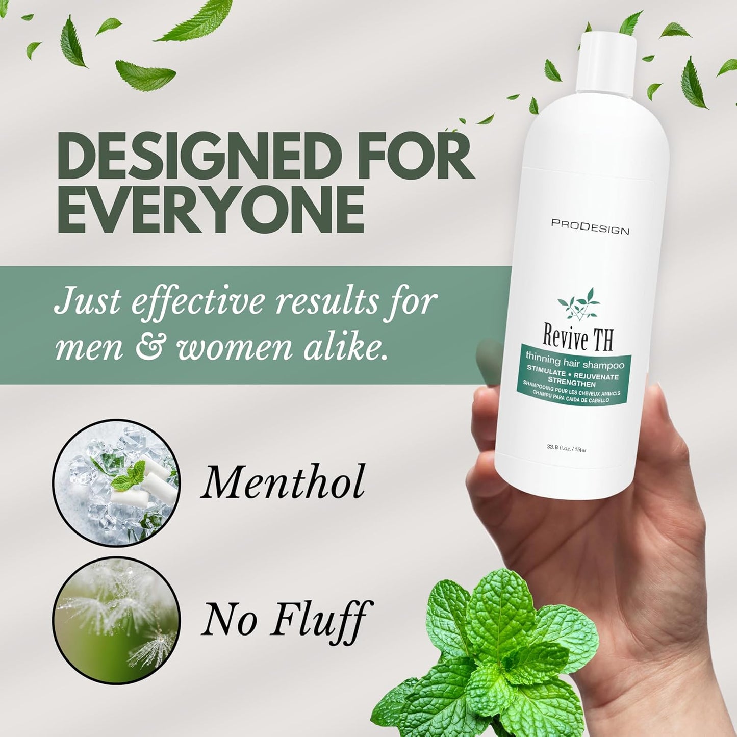 ProDesign Revive TH Thinning Hair Shampoo, Hair Growth Stimulating Formula, 33 oz (Revive Shampoo 33oz)