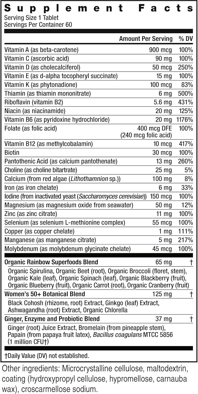 Rainbow Light Multivitamin for Women 50+, 50+ Multivitamin 60 Tablets