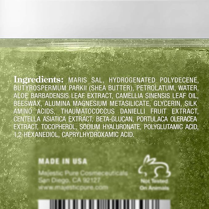 Majestic Pure Matcha Green Tea Body Scrub for All Natural Skin Care - Exfoliating Multi Purpose Body and Facial Scrub Moisturizes and Nourishes Face and Skin - 10 oz - Great Gift for Her