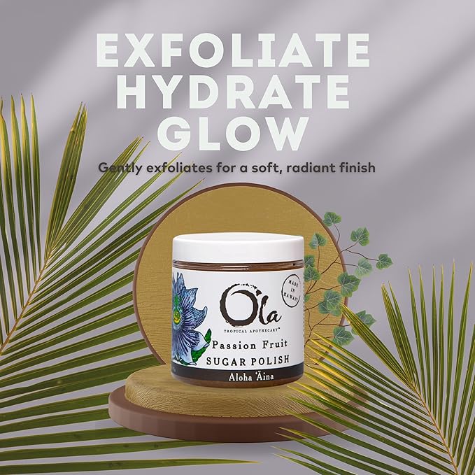 Ola Tropical Apothecary Passion Fruit Sugar Polish with Pure Tropical Oils and Plant Extracts - 11.6 Oz