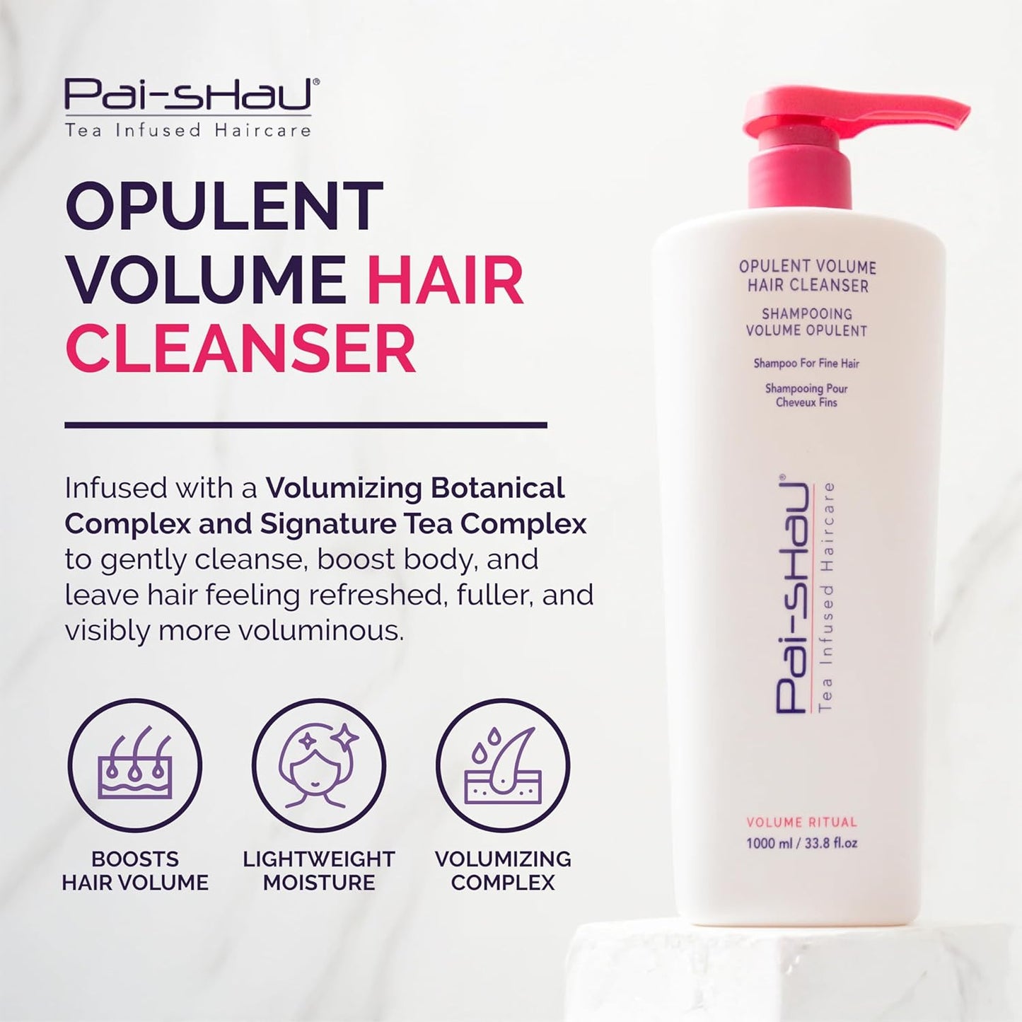 Pai-Shau Opulent Volume Hair Cleanser - Volumizing Shampoo for Fine Hair- Provides Improved Volume and Lasting Fullness - Shampoo for Women - 33.8 Fl Oz
