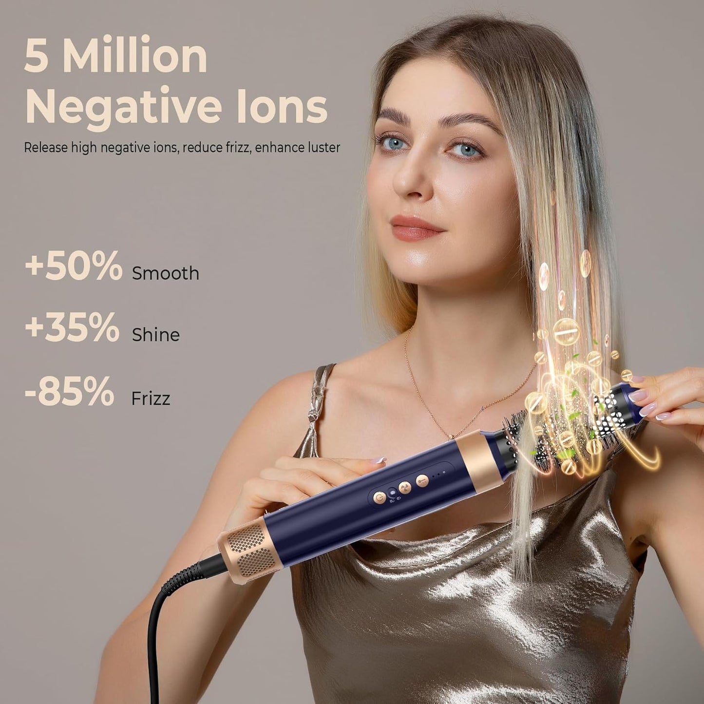 7 in ONE Hair Dryer Brush, Powerful Blow Dryer Brush with Air Curler for Hair, Brush Blow Dryer with Diffuser, Ionic Hot Air Brush Fast Dry, Volumize, Curls, Straight, Hair Styling Tools 100-120V