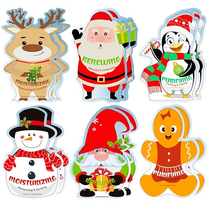 Timgle 24 Pcs Christmas Stocking Stuffers Bulk Facial Masks Skincare Face Sheet Masks Holiday Gifts for Women, Fragrance Hydrating Face Mask Spa Gifts Bulk for Coworker Adults Stocking Stuffer