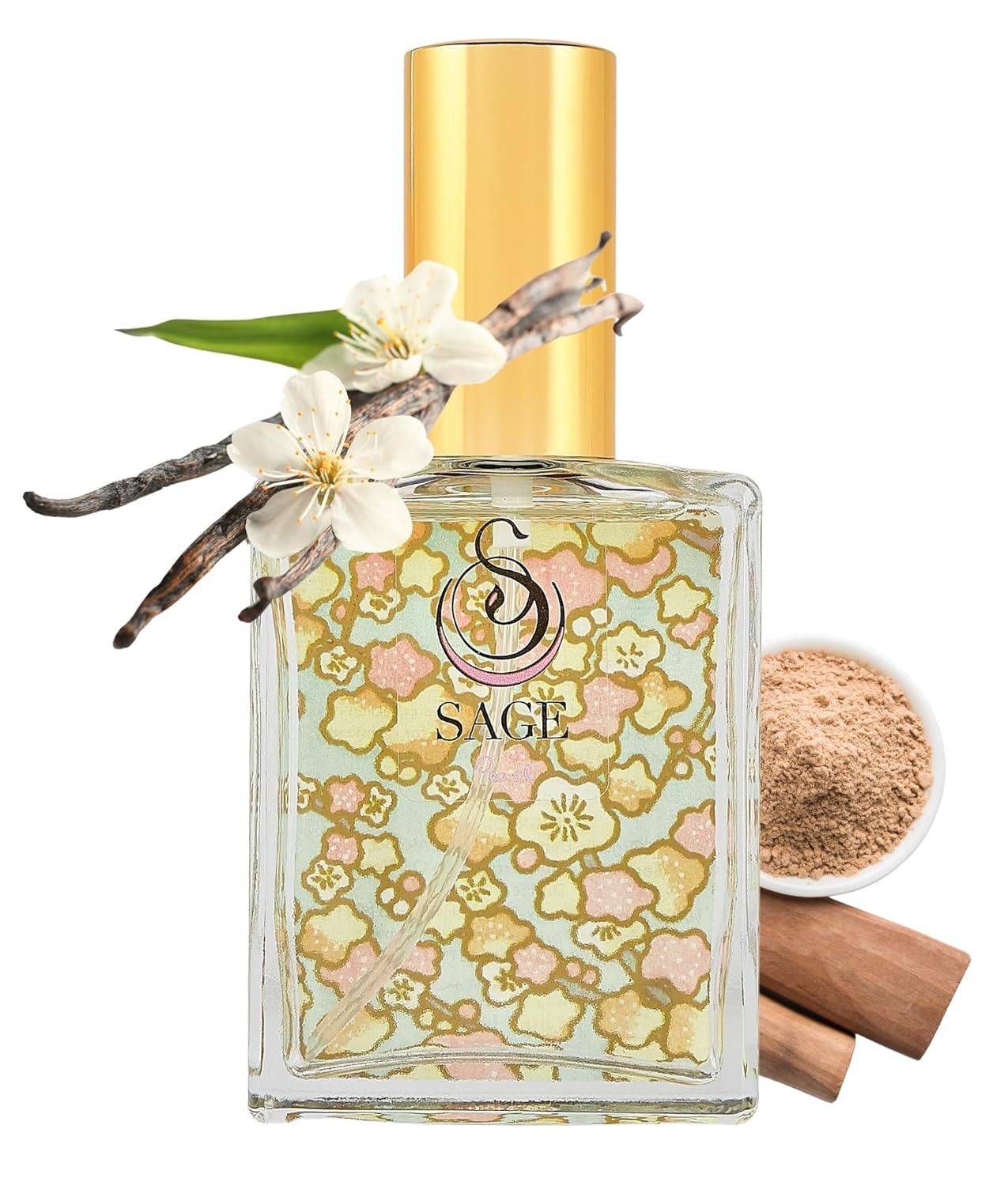 The Sage Lifestyle Pearl Organic Luxury Perfume Spray, Sandalwood, Vanilla, Musk, Luxury Long Lasting Scent, Vegan & Cruelty Free, Made in USA, 2 oz Travel Size Perfume