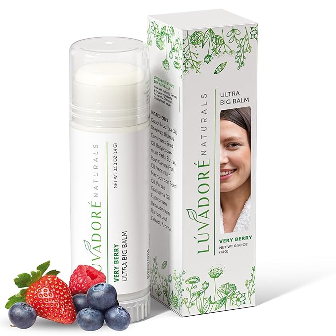 Ultra Big Lip Balm Stick VERY BERRY – Natural Waterproof Lip Moisturizer for Dry, Chapped Lips – Nourishing and Hydrating Formula – Enriched with Beeswax, Shea Butter