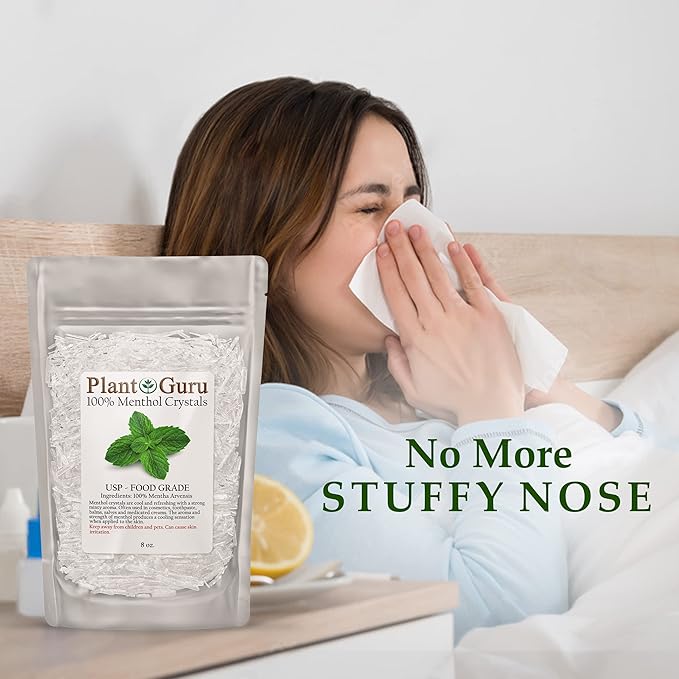 Menthol Crystals 4 oz. Mentha Arvensis 100% Pure Natural USP Food Grade - Great for Cosmetics, Salves, Balms, Creams and Soap Making.