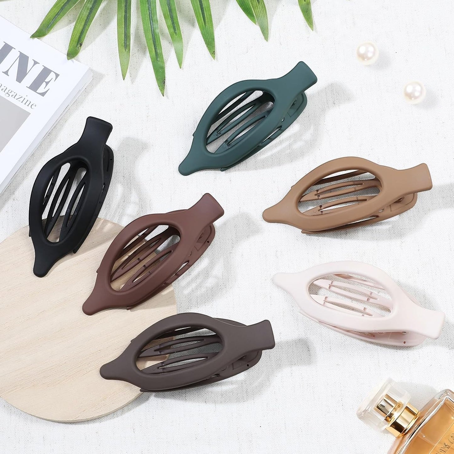 Flat Hair Clips for Women - 6 PCS French Flat Claw Clips Medium Hair Clips for Girls Large Hair Claw Clips for Thick or Thin Hair Strong Hold No Slip Hair Accessories for women (Basic)