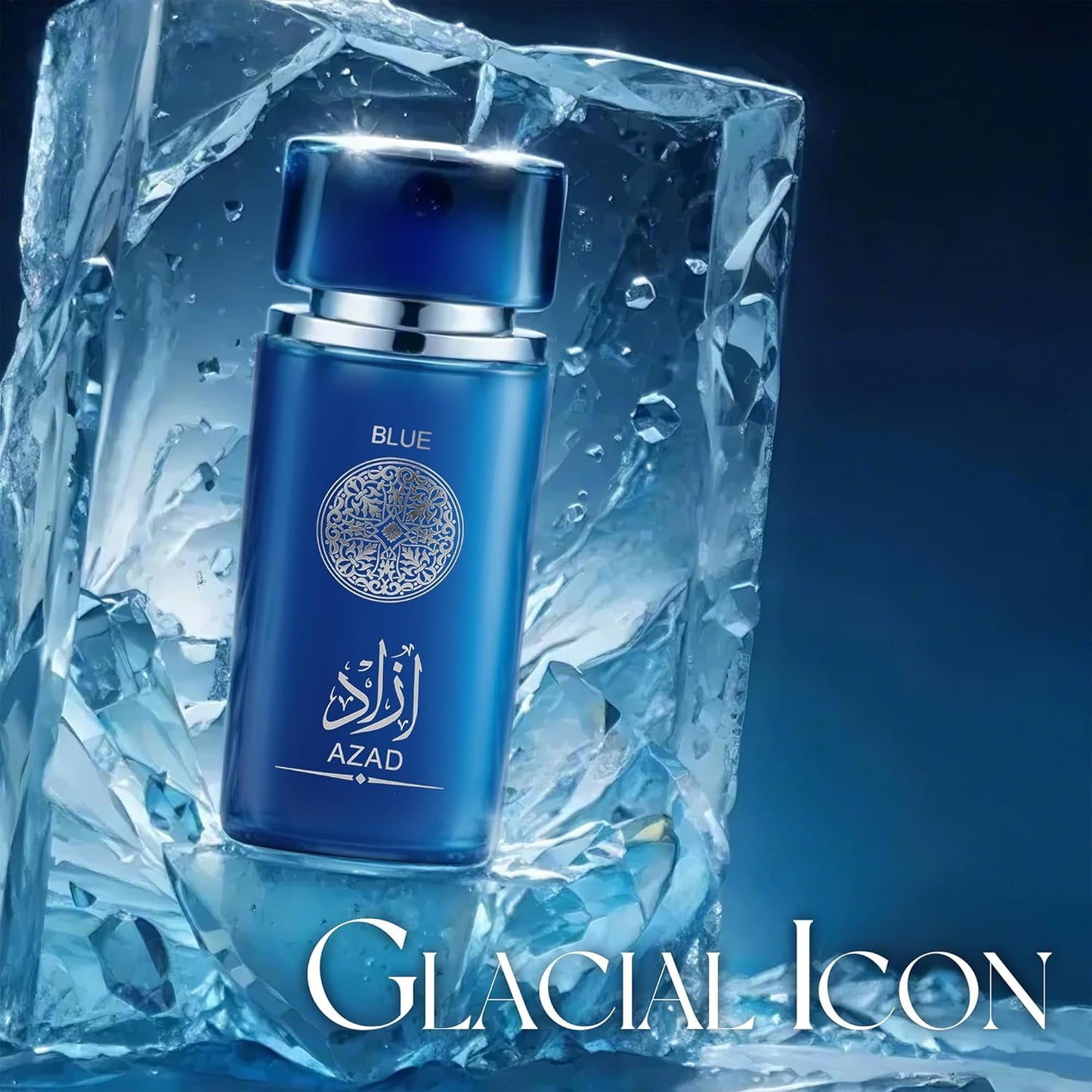 Cologne for Men AZAD Blue 3.4 Fl Oz Eau de Toilette Spray Noted with Fresh, Spicy, Vanilla, Coconut Fragrance Men's Perfume for Daily Use