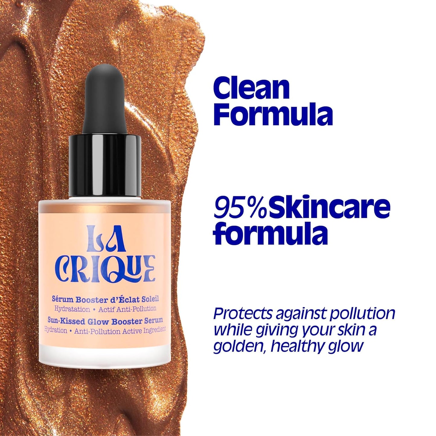 Bronzing Face Serum - Hydrating Serum with Hyaluronic Acid - Anti-Pollution Bronzer Drops for Radiant Skin Glow - All Skin Types - 99% Natural Ingredients Face Tanner - Vegan - 1 Fl Oz