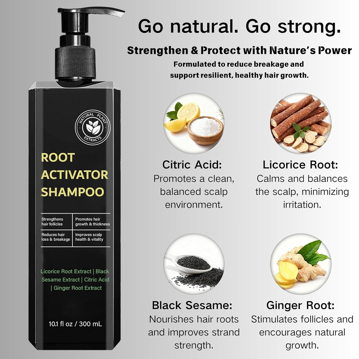 Root Activator Shampoo for Men & Women - Anti Hair Loss & Mens Hair Regrowth Shampoo with Natural Herbal Ingredients & Biotin - For Scalp Health & Cooling Sensation, 10.1 Fl Oz /300ml